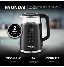 Чайник электрический Hyundai HYK-G6404 1.7л. 2200Вт черный/серебристый корпус: стекло/пластик