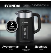 Чайник электрический Hyundai HYK-S3505 1.5л. 2200Вт черный корпус: металл/пластик