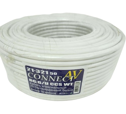 Кабель Premier CONNECT-AV RG-6/U CCS WT 100м. белый (21-321 100) Кабель Premier CONNECT-AV RG-6/U CCS WT 100м. белый (21-321 100)