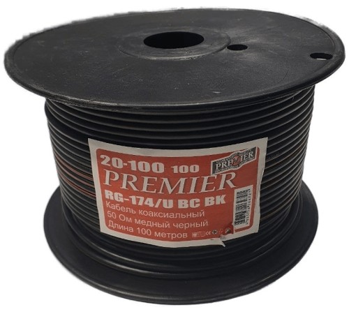 Кабель Premier RG-174/U BC BK 100м. черный (20-100 100) Кабель Premier RG-174/U BC BK 100м. черный (20-100 100)