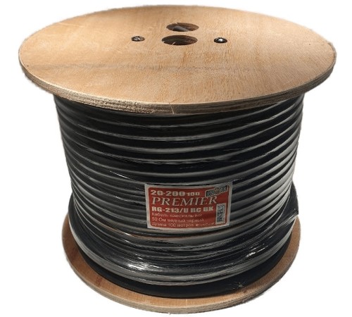 Кабель Premier RG-213/U BC BK 100м. черный (20-200 100) Кабель Premier RG-213/U BC BK 100м. черный (20-200 100)