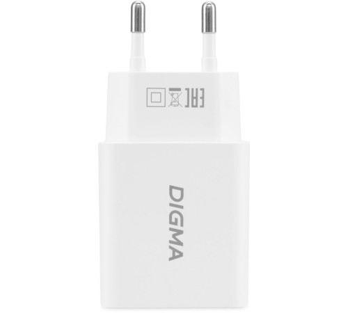 Сетевое зар./устр. Digma DGW2D 20W 3A+1A (PD+QC) USB-C/USB-A универсальное белый (DGW2D0F110WH) Сетевое зар./устр. Digma DGW2D 20W 3A+1A (PD+QC) USB-C/USB-A универсальное белый (DGW2D0F110WH)
