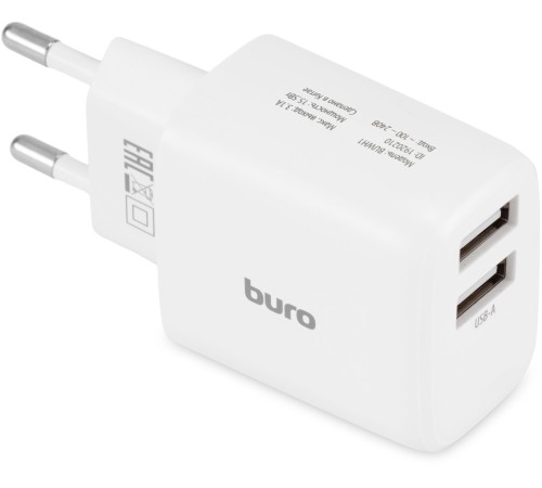 Сетевое зар./устр. Buro BUWH1 15.5W 3.1A 2xUSB универсальное белый (BUWH15S200WH) Сетевое зар./устр. Buro BUWH1 15.5W 3.1A 2xUSB универсальное белый (BUWH15S200WH)
