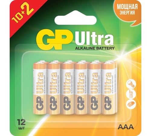 Батарея GP Ultra 24AU-2CR12 AAA (12шт) блистер Батарея GP Ultra 24AU-2CR12 AAA (12шт) блистер