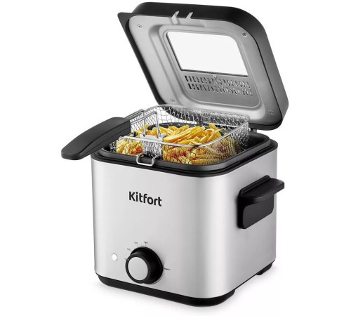 Фритюрница Kitfort КТ-4075 800Вт серебристый/черный Фритюрница Kitfort КТ-4075 800Вт серебристый/черный