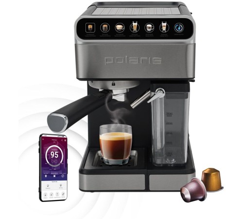 Кофеварка эспрессо Polaris PCM 1540 1400Вт нержавеющая сталь
