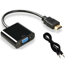 Переходник аудио-видео Premier 5-983 HDMI (m)/VGA (f)/Jack 3.5 (f) 0.15м. черный