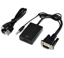 Переходник аудио-видео Premier 5-982-0.15 VGA (m)/HDMI (f)/Jack 3.5 (f) 0.20м. черный