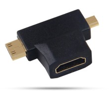 Переходник аудио-видео Premier 5-895-6 Micro HDMI (m)/HDMI (f)/Mini HDMI (m) черный
