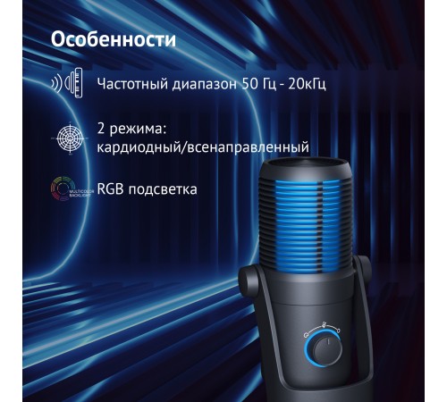Микрофон проводной Оклик SM-400G 2м черный Микрофон проводной Оклик SM-400G 2м черный