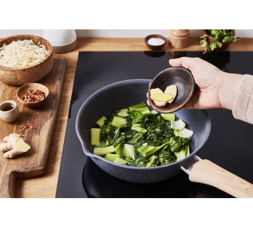 Сковорода ВОК (WOK) Tefal Natural Force G2661972 круглая 28см покрытие: Mineralia+ non-stick ручка несъемная (без крышки) серый (2100118262)