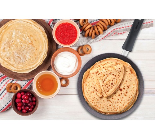 Сковорода блинная Tefal Natural Force G2663872 круглая 25см покрытие: Mineralia+ non-stick ручка несъемная (без крышки) серый (2100118459)