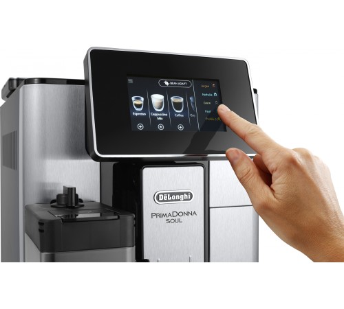 Кофемашина Delonghi Primadonna Soul ECAM610.74.MB 1450Вт черный/серебристый Кофемашина Delonghi Primadonna Soul ECAM610.74.MB 1450Вт черный/серебристый