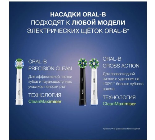Насадка для зубных щеток Oral-B CrossAction CleanMaximiser (упак.:2шт) Насадка для зубных щеток Oral-B CrossAction CleanMaximiser (упак.:2шт)