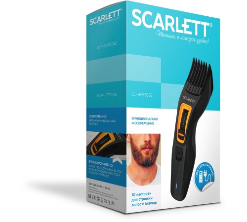 Машинка для стрижки Scarlett SC-HC63C62 черный/оранжевый 5Вт (насадок в компл:1шт) Машинка для стрижки Scarlett SC-HC63C62 черный/оранжевый 5Вт (насадок в компл:1шт)