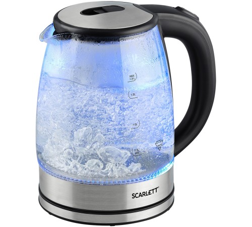 Чайник электрический Scarlett SC-EK27G70 1.8л. 1800Вт серебристый/черный корпус: стекло/металл/пластик Чайник электрический Scarlett SC-EK27G70 1.8л. 1800Вт серебристый/черный корпус: стекло/металл/пластик