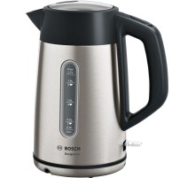 Чайник электрический Bosch TWK4P 1.7л. 2400Вт нержавеющая сталь/черный корпус: металл/пластик (TWK4P440)