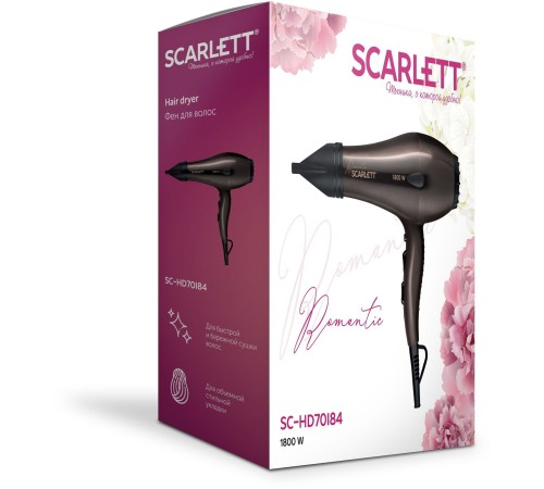 Фен Scarlett SC-HD70I84 1800Вт коричневый/черный Фен Scarlett SC-HD70I84 1800Вт коричневый/черный
