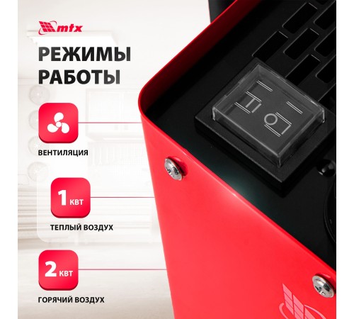 Тепловая пушка электрическая MTX SHCL-2000 2000Вт красный/черный Тепловая пушка электрическая MTX SHCL-2000 2000Вт красный/черный