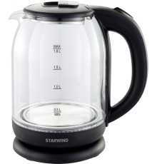 Чайник электрический Starwind SKG1779 1.8л. 1700Вт прозрачный/черный корпус: стекло