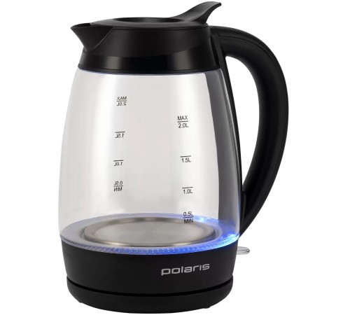 Чайник электрический Polaris PWK 2006CGL 2л. 2200Вт черный корпус: стекло/пластик (020346)
