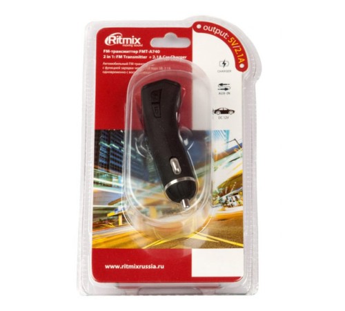 Автомобильный FM-модулятор Ritmix FMT-A740 черный USB (15118200) Автомобильный FM-модулятор Ritmix FMT-A740 черный USB (15118200)