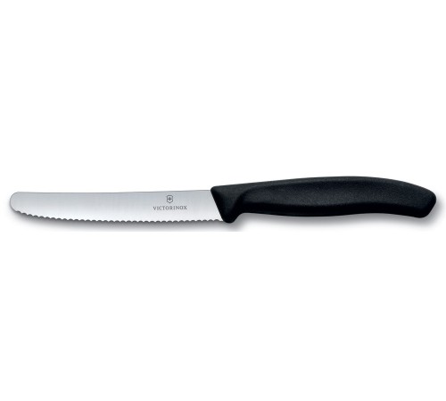 Нож кухонный Victorinox Swiss Classic (6.7833) стальной столовый лезв.110мм серрейт. заточка черный Нож кухонный Victorinox Swiss Classic (6.7833) стальной столовый лезв.110мм серрейт. заточка черный