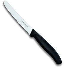 Нож кухонный Victorinox Swiss Classic (6.7833) стальной столовый лезв.110мм серрейт. заточка черный