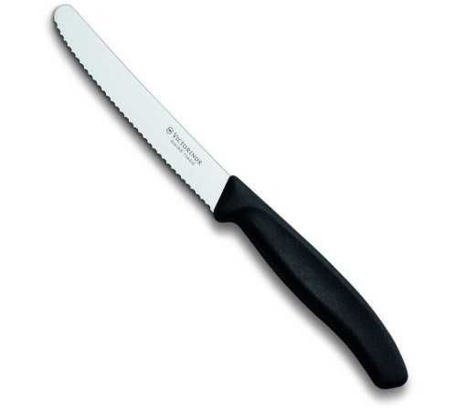 Нож кухонный Victorinox Swiss Classic (6.7833) стальной столовый лезв.110мм серрейт. заточка черный Нож кухонный Victorinox Swiss Classic (6.7833) стальной столовый лезв.110мм серрейт. заточка черный