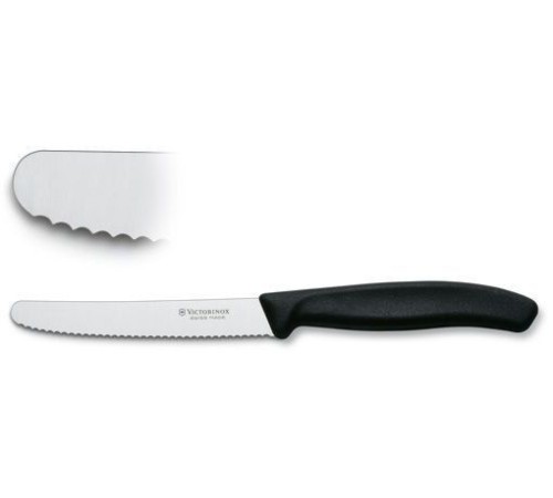 Нож кухонный Victorinox Swiss Classic (6.7833) стальной столовый лезв.110мм серрейт. заточка черный Нож кухонный Victorinox Swiss Classic (6.7833) стальной столовый лезв.110мм серрейт. заточка черный