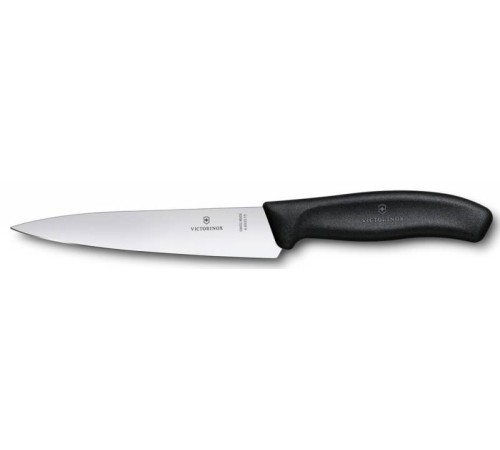 Нож кухонный Victorinox Swiss Classic (6.8003.15B) стальной разделочный лезв.150мм прямая заточка черный блистер Нож кухонный Victorinox Swiss Classic (6.8003.15B) стальной разделочный лезв.150мм прямая заточка черный блистер