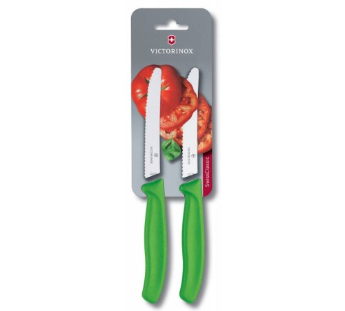 Набор ножей кухон. Victorinox Swiss Classic Tomato and Table 6.7836.L114B (6.7836.L114B) компл.:2предм. салатовый блистер Набор ножей кухон. Victorinox Swiss Classic Tomato and Table 6.7836.L114B (6.7836.L114B) компл.:2предм. салатовый блистер