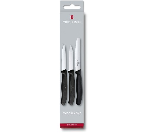 Набор ножей кухон. Victorinox Swiss Classic Paring 6.7113.3 компл.:3предм. черный европодвес