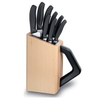 Набор ножей кухон. Victorinox Swiss Classic Cutlery Block (6.7173.8) компл.:8предм. с подставкой черный подар.коробка