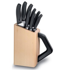 Набор ножей кухон. Victorinox Swiss Classic Cutlery Block (6.7173.8) компл.:8предм. с подставкой черный подар.коробка