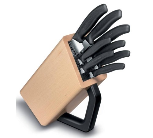 Набор ножей кухон. Victorinox Swiss Classic Cutlery Block (6.7173.8) компл.:8предм. с подставкой черный подар.коробка Набор ножей кухон. Victorinox Swiss Classic Cutlery Block (6.7173.8) компл.:8предм. с подставкой черный подар.коробка
