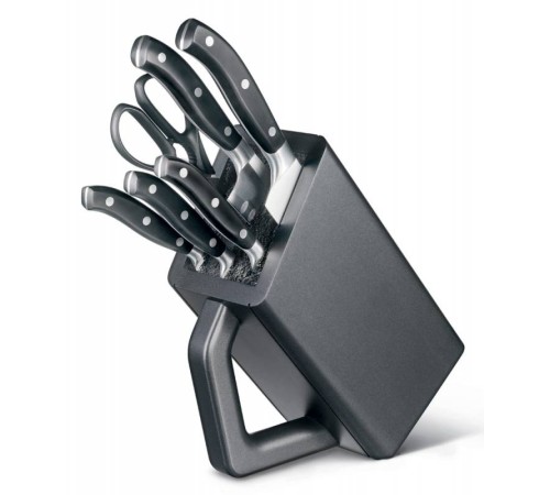 Набор ножей кухон. Victorinox Grand Maitre Cutlery Block 7.7243.6 (7.7243.6) компл.:6предм. с подставкой черный подар.коробка Набор ножей кухон. Victorinox Grand Maitre Cutlery Block 7.7243.6 (7.7243.6) компл.:6предм. с подставкой черный подар.коробка