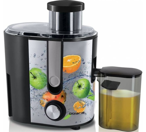 Соковыжималка центробежная Polaris PEA 0829 800Вт рез.сок.:350мл. серебристый/рисунок
