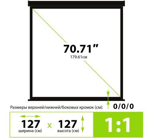 Экран Cactus 127x127см Triscreen CS-PST-127X127 1:1 напольный рулонный черный Экран Cactus 127x127см Triscreen CS-PST-127X127 1:1 напольный рулонный черный