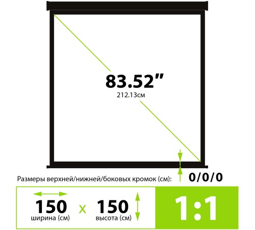 Экран Cactus 150x150см Triscreen CS-PST-150x150 1:1 напольный рулонный черный