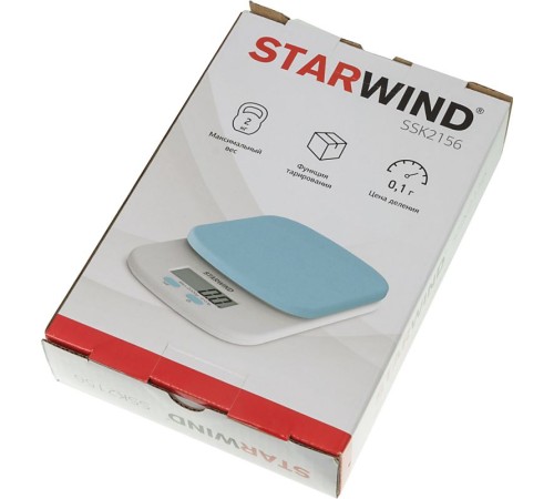Весы кухонные электронные Starwind SSK2156 макс.вес:2кг голубой Весы кухонные электронные Starwind SSK2156 макс.вес:2кг голубой