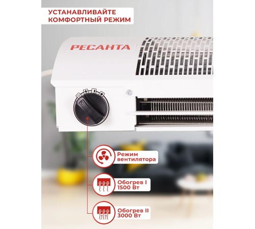 Тепловая завеса Ресанта ТЗ-3С 3кВт белый Тепловая завеса Ресанта ТЗ-3С 3кВт белый