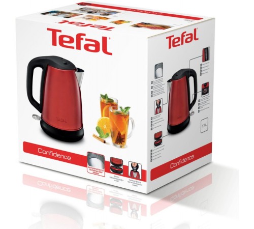 Чайник электрический Tefal Confidence KI270530 1.7л. 2400Вт красный корпус: металл/пластик (7211002431)