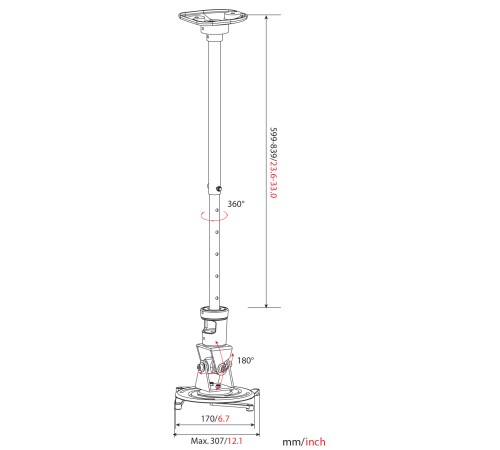 Кронштейн для проектора Cactus CS-VM-PR01L-BK черный макс.10кг потолочный поворот и наклон Кронштейн для проектора Cactus CS-VM-PR01L-BK черный макс.10кг потолочный поворот и наклон
