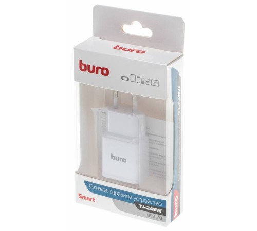 Сетевое зар./устр. Buro TJ-248W 12W 2.4A (QC) USB-A универсальное белый Сетевое зар./устр. Buro TJ-248W 12W 2.4A (QC) USB-A универсальное белый