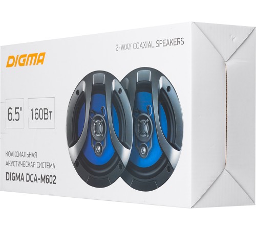 Колонки автомобильные Digma DCA-M602 160Вт 90дБ 4Ом 16.5см (6 1/2дюйм) (ком.:2кол.) коаксиальные двухполосные Колонки автомобильные Digma DCA-M602 160Вт 90дБ 4Ом 16.5см (6 1/2дюйм) (ком.:2кол.) коаксиальные двухполосные