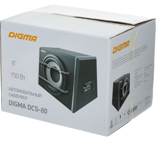 Сабвуфер автомобильный Digma DCS-80 150Вт активный (20см/8") Сабвуфер автомобильный Digma DCS-80 150Вт активный (20см/8")