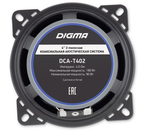 Колонки автомобильные Digma DCA-T402 180Вт 86дБ 4Ом 10см (4дюйм) (ком.:2кол.) коаксиальные двухполосные