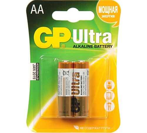 Батарея GP Ultra Alkaline 15AU LR6 AA (2шт)
