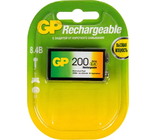 Аккумулятор GP 20R8H 9V NiMH 200mAh (1шт) Аккумулятор GP 20R8H 9V NiMH 200mAh (1шт)